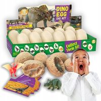 ZESTAW KOPALNIA DINOZAURÓW WYKOPALISKA ARCHEOLOG 12 DUŻYCH JAJ + KARTY
