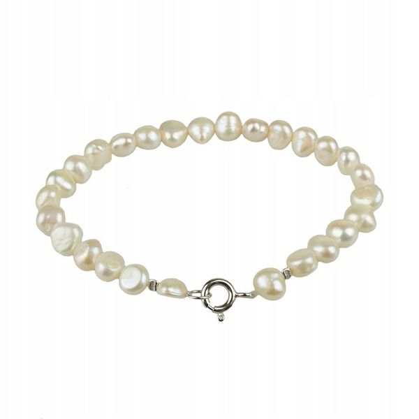 SREBRNY NASZYJNIK Z PRAWDZIWYCH BIAŁYCH PEREŁ zdjęcie 2