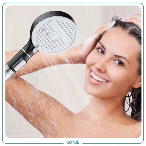 Słuchawka prysznicowa z jonizacją i filtrem Oszczędność Wody Czarna SOTBE na Arena.pl