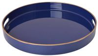 Taca okrągła granatowa ze złotym rantem