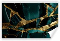 Fototapeta PREMIUM STRUKTURA ZMYWALANA zielono złota abstrakcyjna tapeta