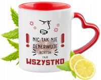 Dla Borysa Kubek Czerwony Z Uszkiem W Kształcie Serca Na Prezent