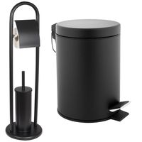 Zestaw łazienkowy stojak na papier toaletowy i szczotką + kosz na śmieci 3L