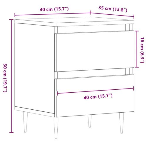 Szafka Nocna z szufladą 2 pcs Czarny dąb 40 x 35 x 50 cm na Arena.pl
