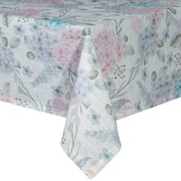 Obrus z drukowanym wzorem w kwiaty SUMMER 140X220 naturalny + różowy