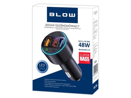 TRANSMITER FM ŁADOWARKA BLUETOOTH BT USB TYP-C QC 3.0 + PD 30W BASS na Arena.pl