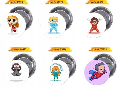 Przypinki buttony SUPER BOHATER znaczki twoj wybór na Arena.pl