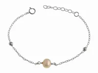 SREBRNA BRANSOLETKA JASNE PERŁA PEREŁKA GŁADKIE KULKI KULECZKI