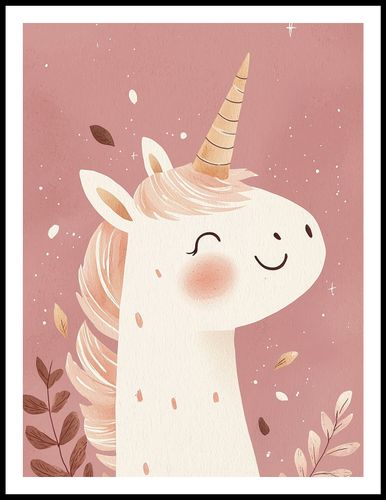 Plakat 60x80cm Wzory dla Dzieci, Dziewczynki Do Domu - Jednorożec na Arena.pl