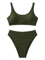STRÓJ KĄPIELOWY DWUCZEŚCIOWY BIKINI SPORTOWE KHAKI MŁODZIEŻOWY ROZ. L