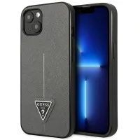 Etui Guess Saffiano Triangle Logo na iPhone 13 mini - srebrne