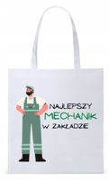 Dla Mechanika Prezent Torba Eco Biała Shopper Z Nadrukiem Ze Zdjęciem