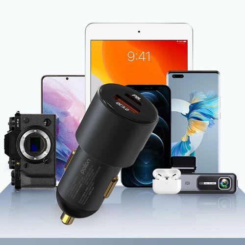 Ładowarka samochodowa do laptopa POLION USB-C USB-A 65W+35W QC3.0 PD 3A na Arena.pl