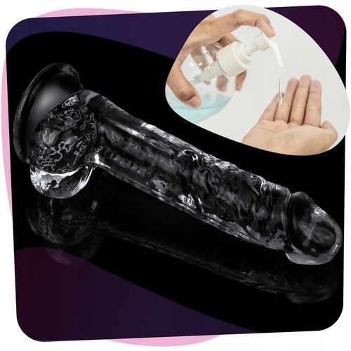 żelowe przezroczyste DILDO Z PRZYSSAWKĄ wodoodporne REALISTYCZNY penis 19cm na Arena.pl