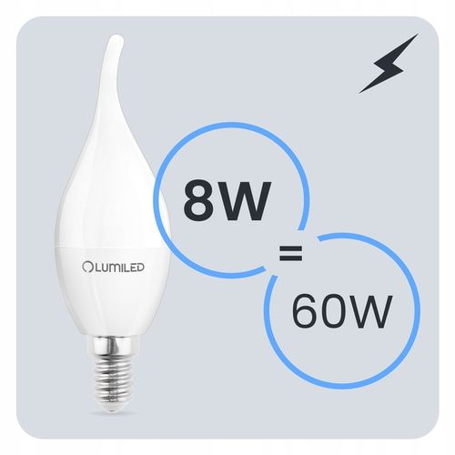 6x Żarówka LED E14 PŁOMYK 8W = 60W 3000K Ciepła Biała Świeca CCD NIE na Arena.pl