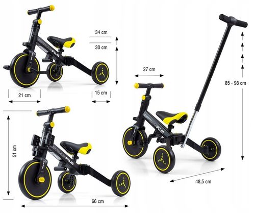 Milly Mally Rowerek 4w1 Optimus Plus Black na Arena.pl