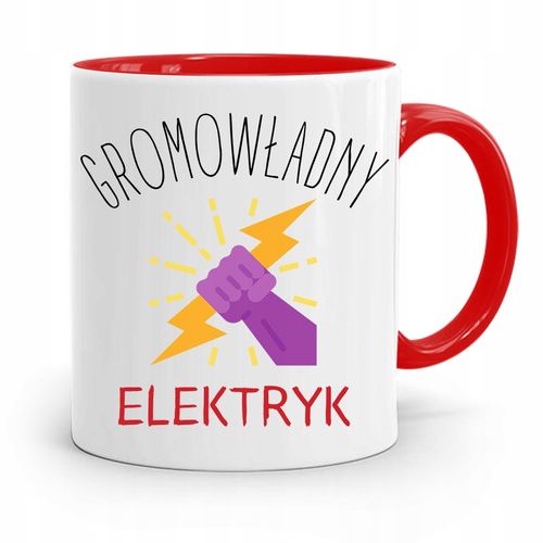 Kubek Czerwony Dla Elektryka Gromowładny Elektryk Z Nadrukiem Ze Zdjęciem na Arena.pl