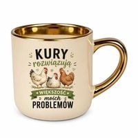 Kury rozwiązują większość moich problemów - kubek elegancki Beżowy PREZENT