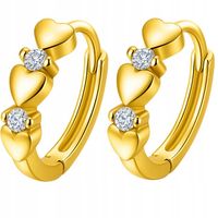 Srebrne kolczyki kółka serca dla dziewczynki dzieci srebro 925 pozłacane