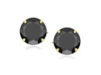 OKRĄGŁE POZŁACANE KOLCZYKI WKRĘTKI CZARNE CYRKONIE