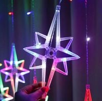 Wiszące Gwiazdy Betlejemskie LED Świąteczne Kurtyna 3m Do Okna Lampki Multi