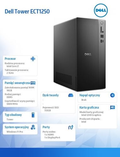 Komputer Dell Tower i7-14700/32GB/512+1TB/Win11P na Arena.pl