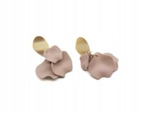 Kolczyki wiszące płatki akryl mat beżowy 7,5cm