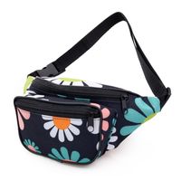 NERKA saszetka biodrówka torebka damska polska kwiaty N075 czarna