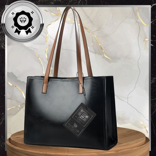 Torebka Shopper Damska CZARNA Torba Na Ramię Duża A4 SKÓRZANA Shopperka na Arena.pl