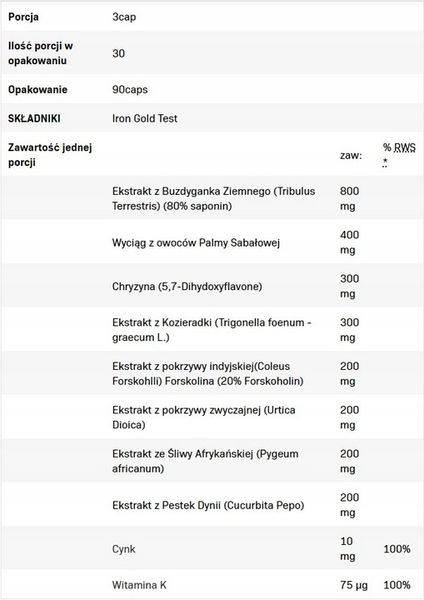 IRON HORSE GOLD TEST 90k NAJMOCNIEJSZY TESTOSTERON zdjęcie 5
