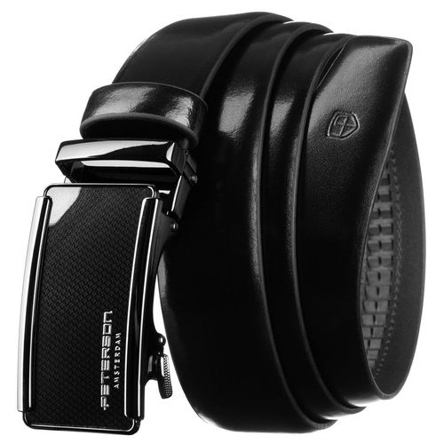 klasyczny pasek męski w czarnym kolorze z automatyczną, srebrną klamrą na Arena.pl