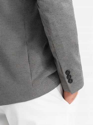 Marynarka męska casual w delikatną kratkę szara V2 OM-BLZB-0116 XL na Arena.pl