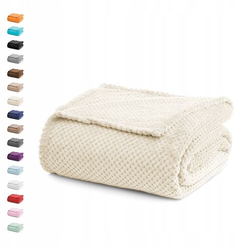 Koc duży rozmiar pled 220x240 cm Kremowy na Arena.pl