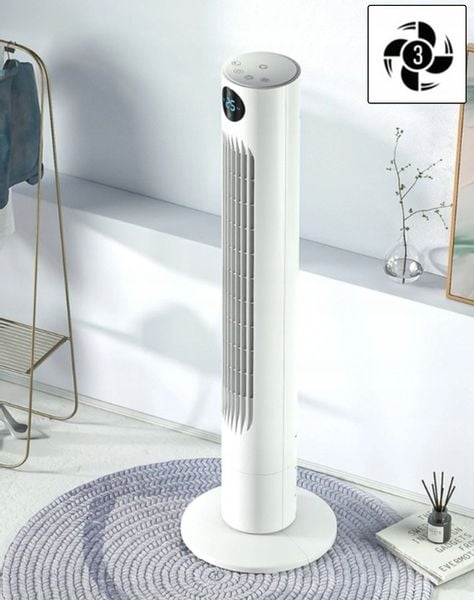 WENTYLATOR KOLUMNOWY XL 60W BIAŁY CICHY PANEL LED PILOT OSCYLACJA TERMOMETR zdjęcie 7