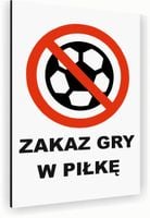 Tabliczka znak informacyjny 40x30 Biała ZAKAZ GRY W PIŁKĘ Dibond NADRUK UV