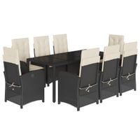 9-cz. zestaw mebli ogrodowych z poduszkami, czarny, rattan PE