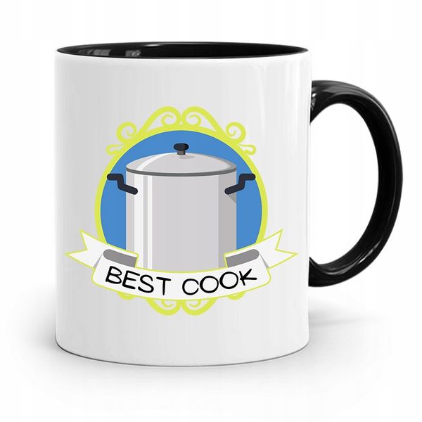 Kubek Czarny Dla Kucharza Kucharki Best Cook Z Nadrukiem Ze Zdjęciem zdjęcie 1