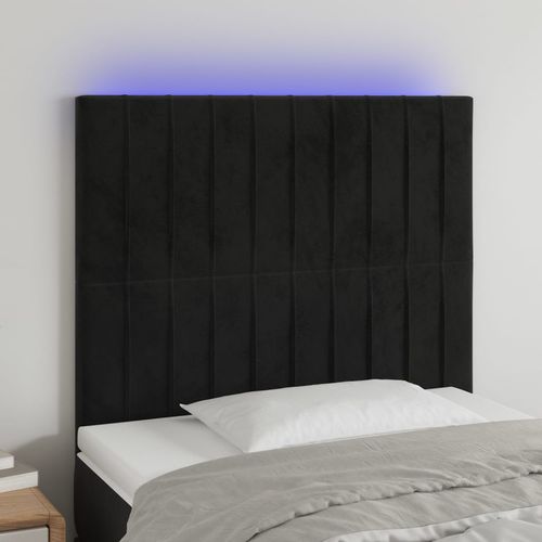 Zagłówek do łóżka z LED, czarny, 80x5x118/128 cm, aksamit na Arena.pl