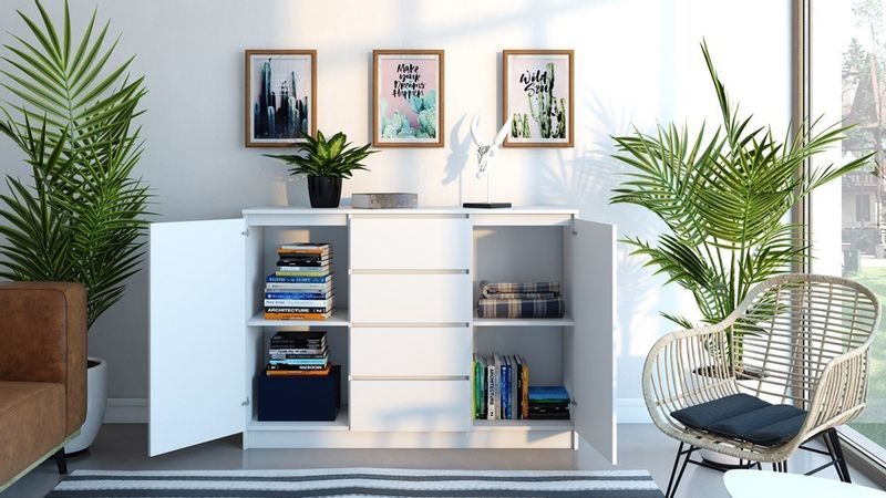 KOMODA 2 DRZWI 4 SZUFLADY BIEL KOMPLET zdjęcie 4