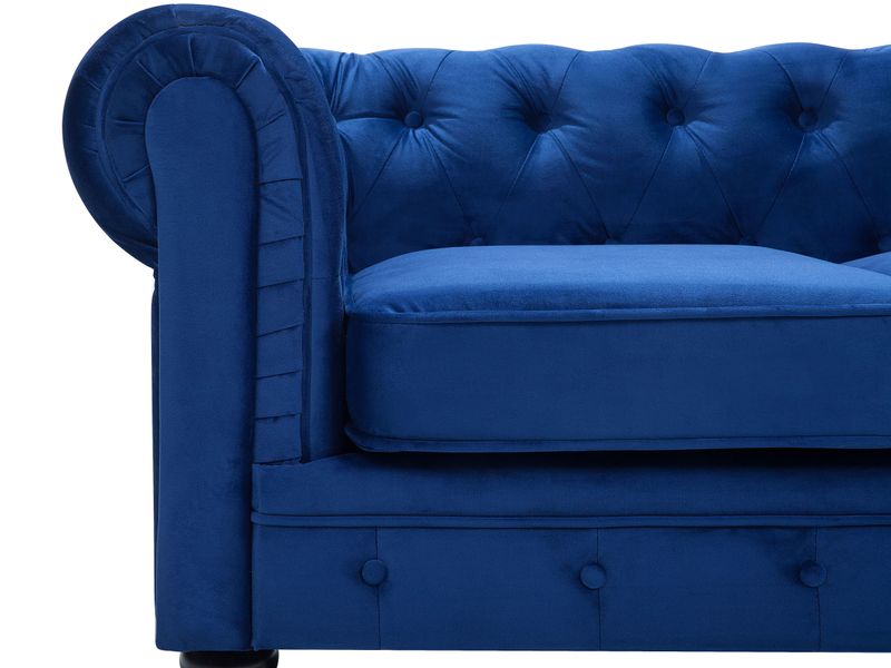 Sofa 3-osobowa welurowa niebieska CHESTERFIELD zdjęcie 7