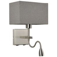 Klasyczna LAMPA ścienna NORTE WL-1122-2-BL-SN-RC-GR Italux klasyczna OPRAWA z peszlem LED 3W 3000K abażurowa nikiel szara