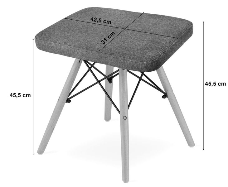 Taboret WERK - szary materiał / nogi naturalne x 4 zdjęcie 6