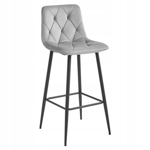 Hoker Krzesło Barowe Wysokie do Wyspy Welurowe Tapicerowane Szare na Arena.pl