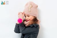 BROEL Paula czapka dla dziewczynki cekiny pudrowy róż 51-53