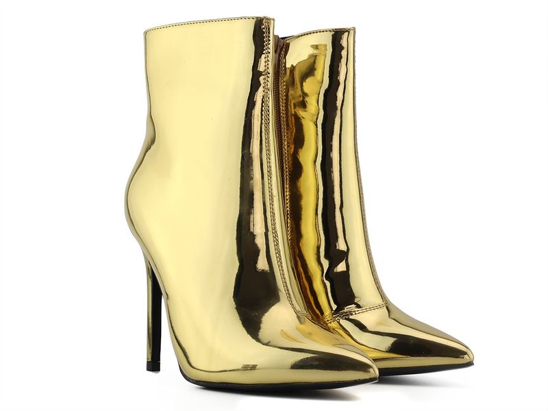 Złote szpilki botki lustrzany połysk 36 zdjęcie 2