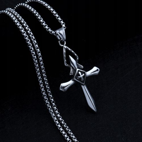 NASZYJNIK Srebrny Stal KRZYŻYK KRZYŻ MODLITWA 368 na Arena.pl