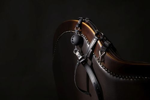 head harness with breathable ball gag and nose hooks   black na Arena.pl