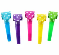 Gwizdki rozwijane trąbki kropki 5szt.