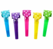 Gwizdki rozwijane trąbki kropki 5szt.