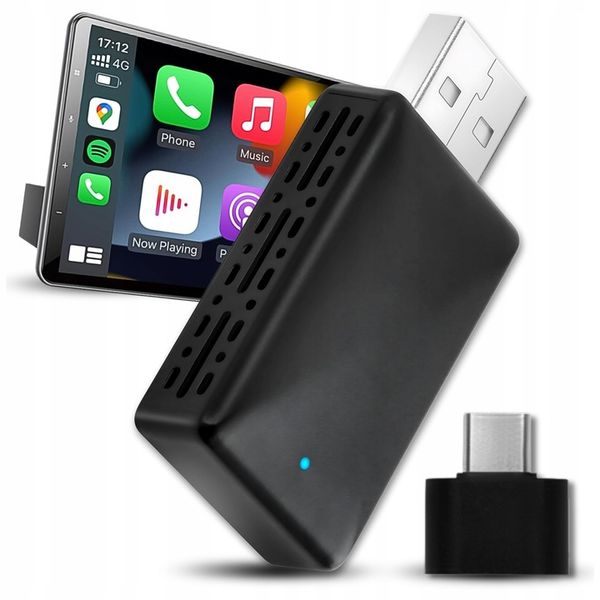 MINI ADAPTER ANDROID AUTO BEZPRZEWODOWY CARPLAY WIFI BLUETOOTH + USB C zdjęcie 1